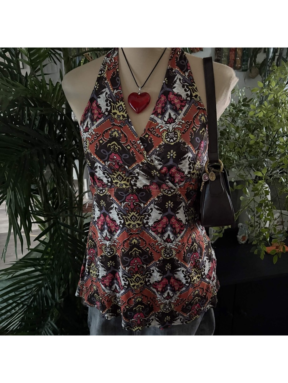 y2k mudd boho printed halter top